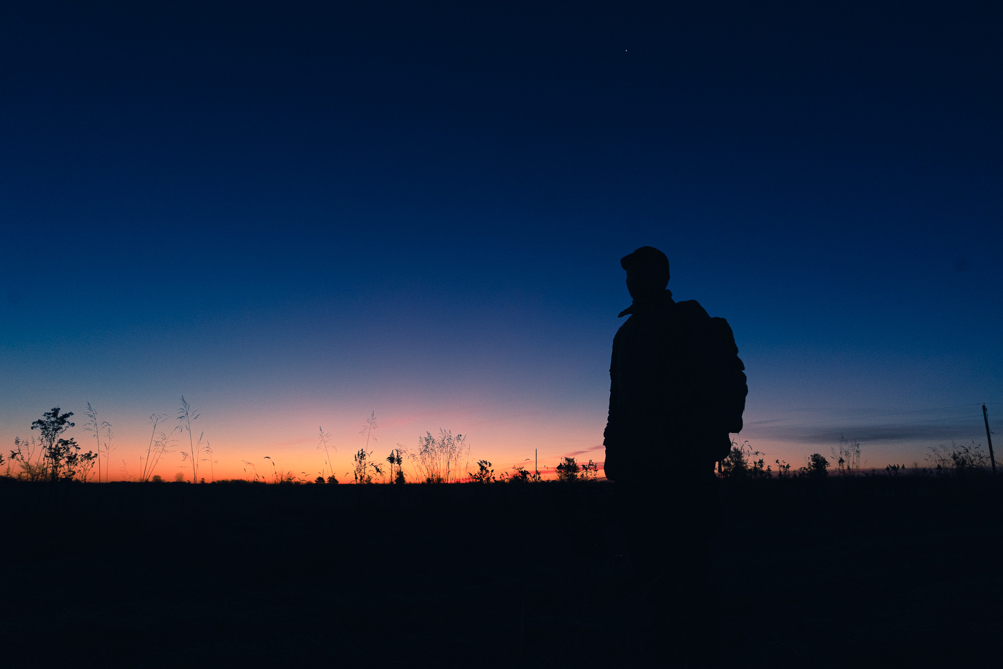 Sunrise silhouette of a man