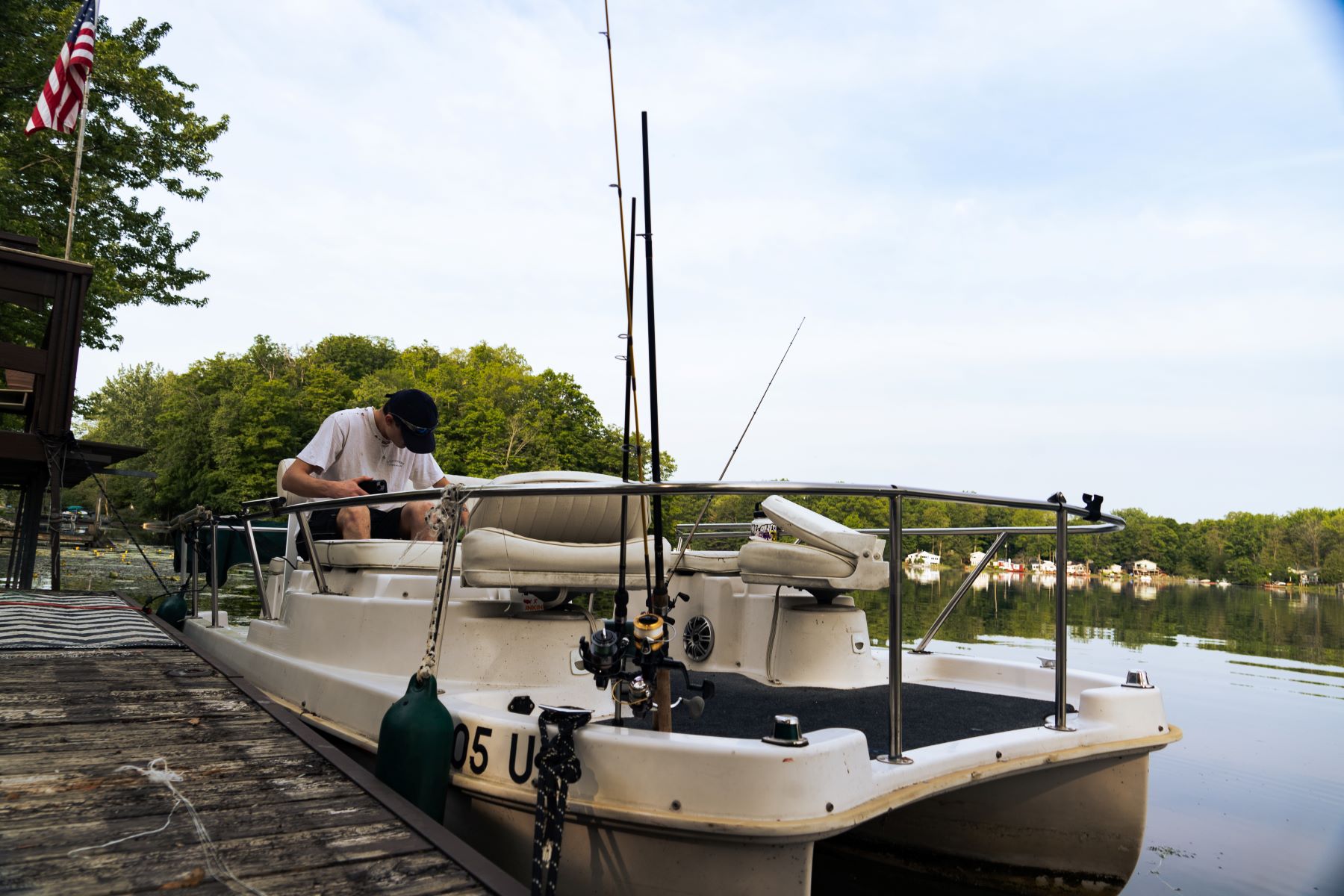 Fishing on the pontoon